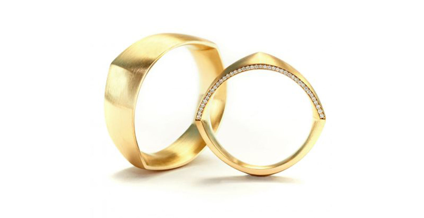 Eheringe Suave mit Brillanten in Gelbgold, Weißgold und Platin erhältlich von Vincent van Hees